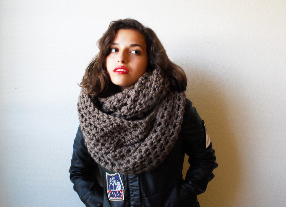 The Oversized Cowl or Hood Hand Knit in Taupe Wool Blend - MADE TO ORDER