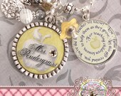 Teacher Gift Personalized Necklace (or Key chain), Inspirational Quote, Thank You Gift, Teacher Appreciation, Rhinestone Apple Charm, Damask