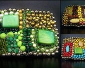 Boho Buckle with Green Turquoise (More Colors Available) -  Handmade Quilt buckle with Semi-precious Stones
