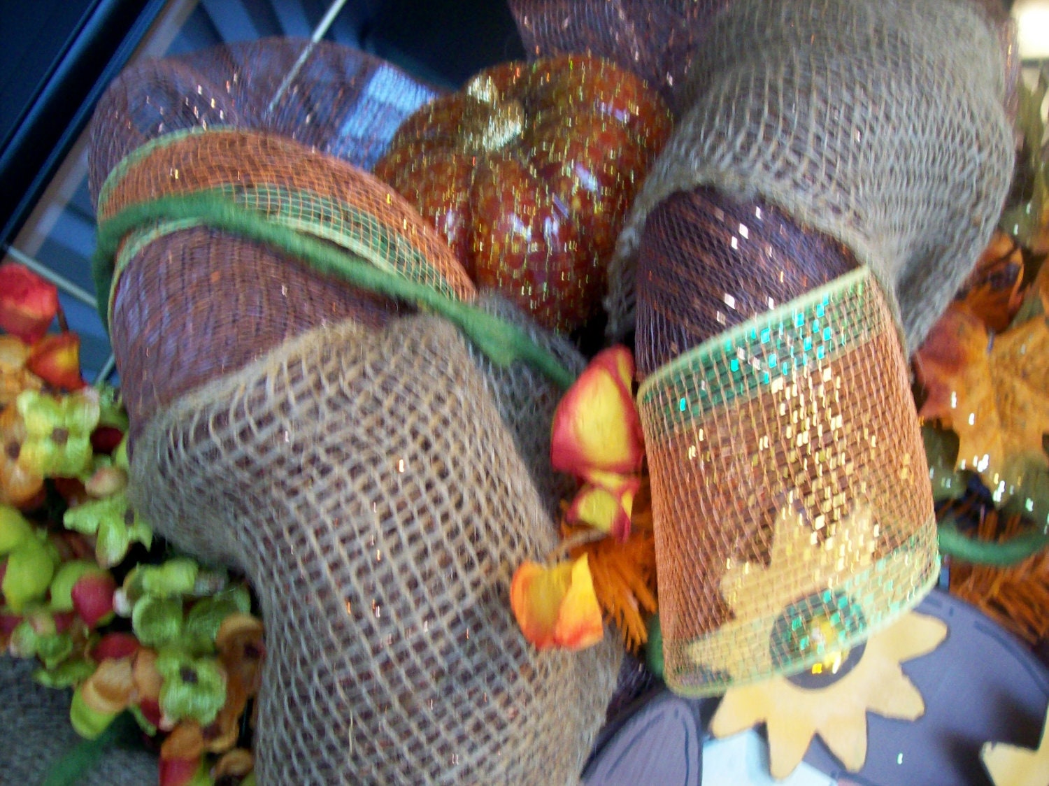 Fall Owl Mesh Welcome Wreath