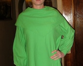 Vintage Large Green Dress / Mod Kelly Green Dress  / Blousey Full / Classy / Elegant