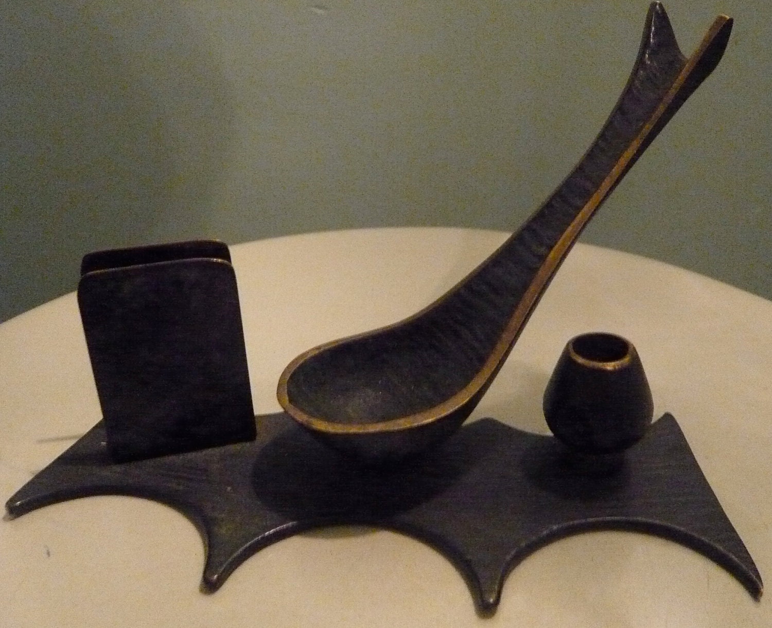 Mid Century Pipe and Match Holder / Iron / Stunning Mid Century Display Item / Rare