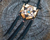 Geometric Leather Necklace Hand Painted