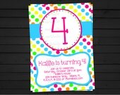 Polka Dot Rainbow Birthday Invitation Digital File YOU-PRINT Il_170x135