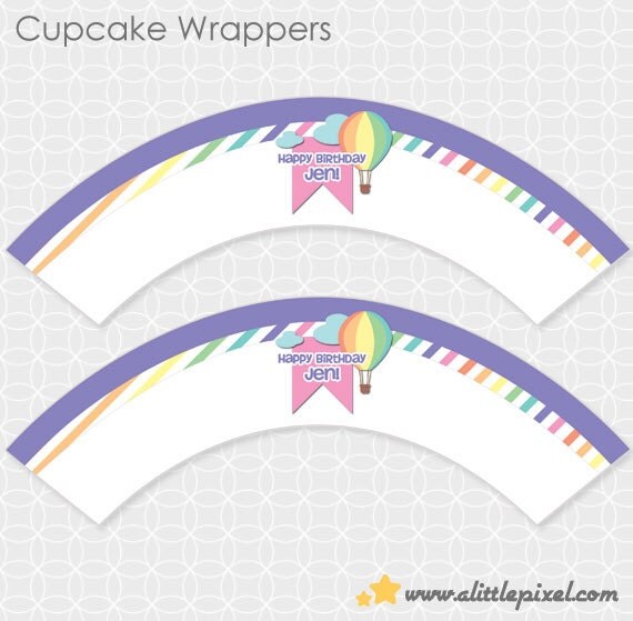 Up Up and Away Theme Cupcake Wrappers - Personalized Printable Il_570xn