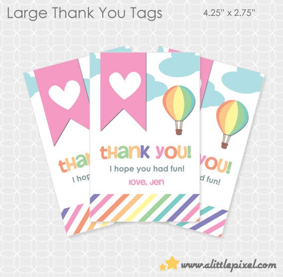 Up Up and Away Party Thank You Tags - Personalized Printable Il_570xn