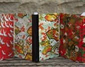 3 Blue, Teal, and Red Goldfish and Cranes Traditional Asian Washi paper lined notebooks