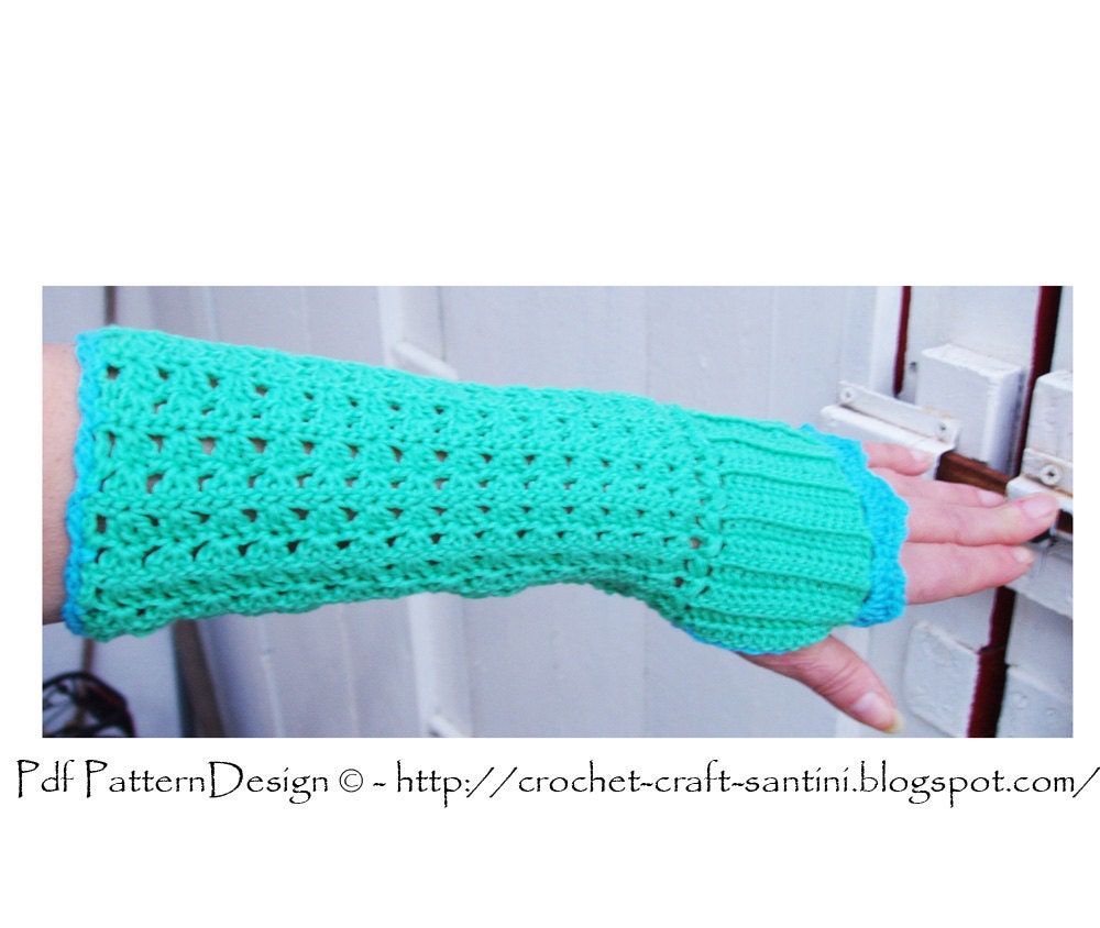 Arm warmers - Crochet Pattern Fingerless Gloves - Instant Download
