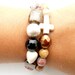Stretch Beaded Bracelet, White Bracelet, Jade, Garnet, Bronzite, Silver Beaded Bracelet