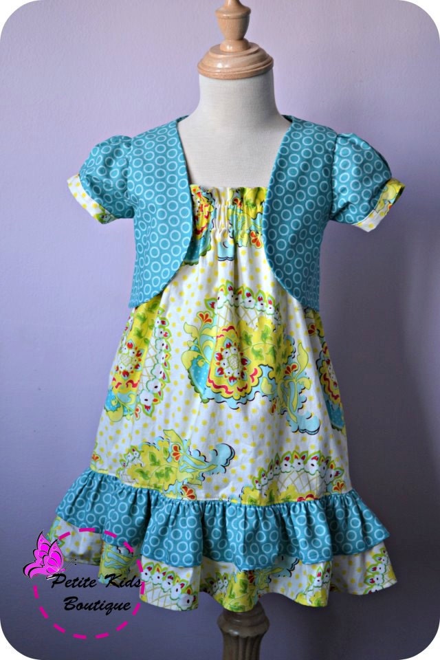 Petite Kids Boutique Outfit: Haven Dress and Little Misssy Bolero 12M 8Y PDF Pattern and Instruction - bundle, value pack