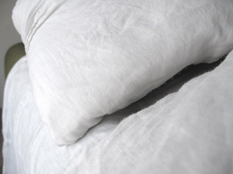 Duvet Set Queen (Duvet Shams) Pleated linen by LovelyHomeIdea. White Dream