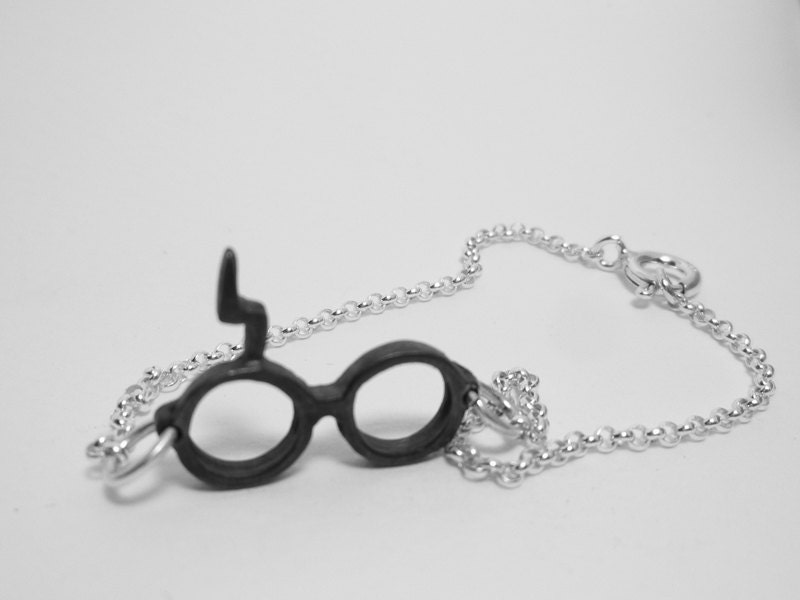 Harry Potter bracelet.Lightning scar.Sterling silver adjustable glasses bracelet.Geek jewelry.Gift under 25.Sterling silver chain bracelet.