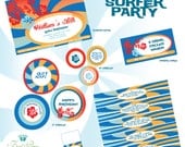 Surfer Birthday Luau Custom - Party Pack Printable
