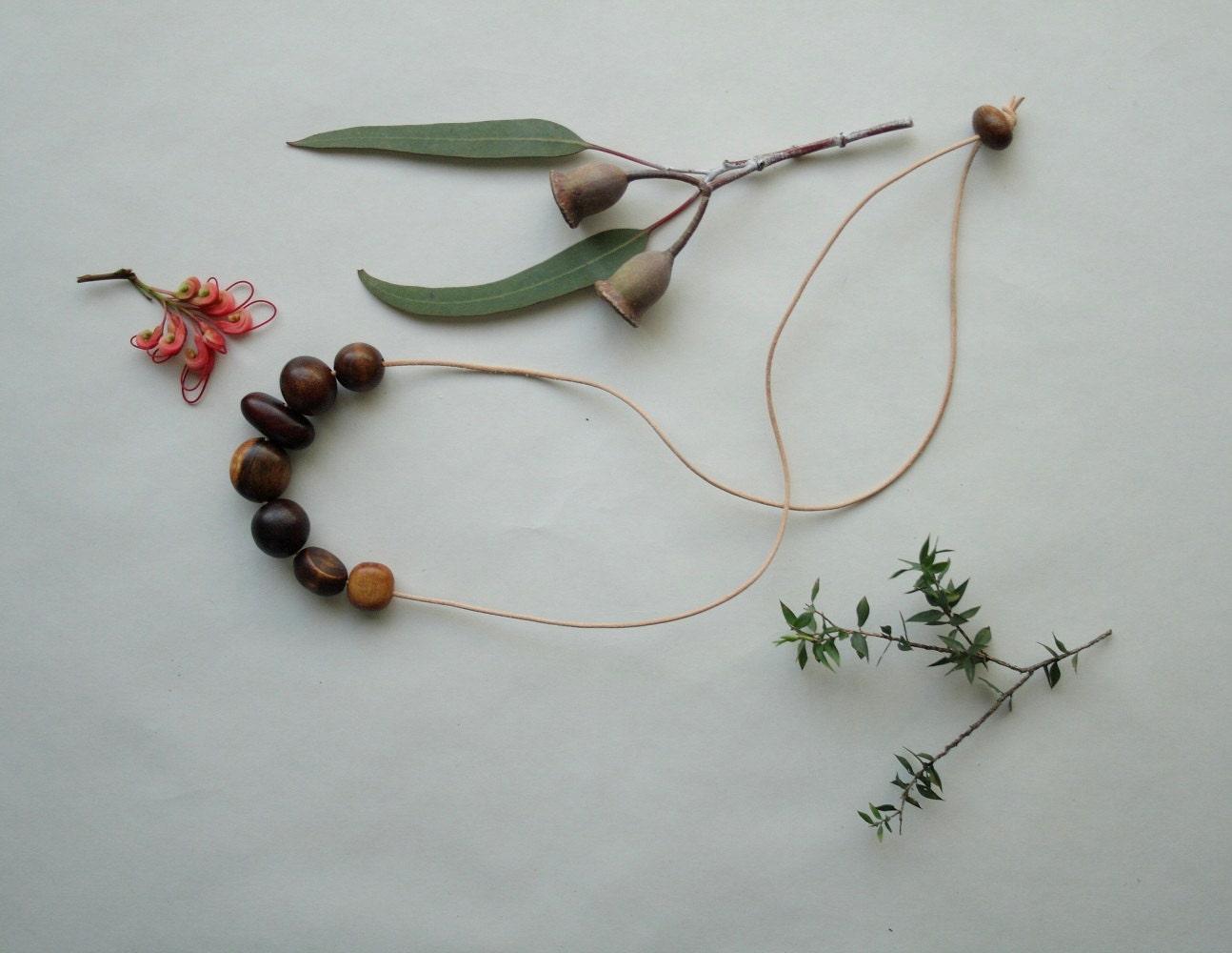 Australian Found Wood Necklace - leather