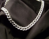 Vintage Brushed Silver Chain Necklace N3895
