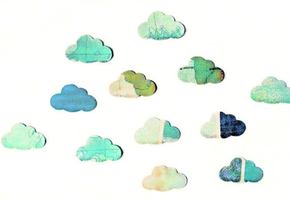 Cloud Punches/Cloud Die Cuts/Cloud shapes - Seafoam Aqua - 100