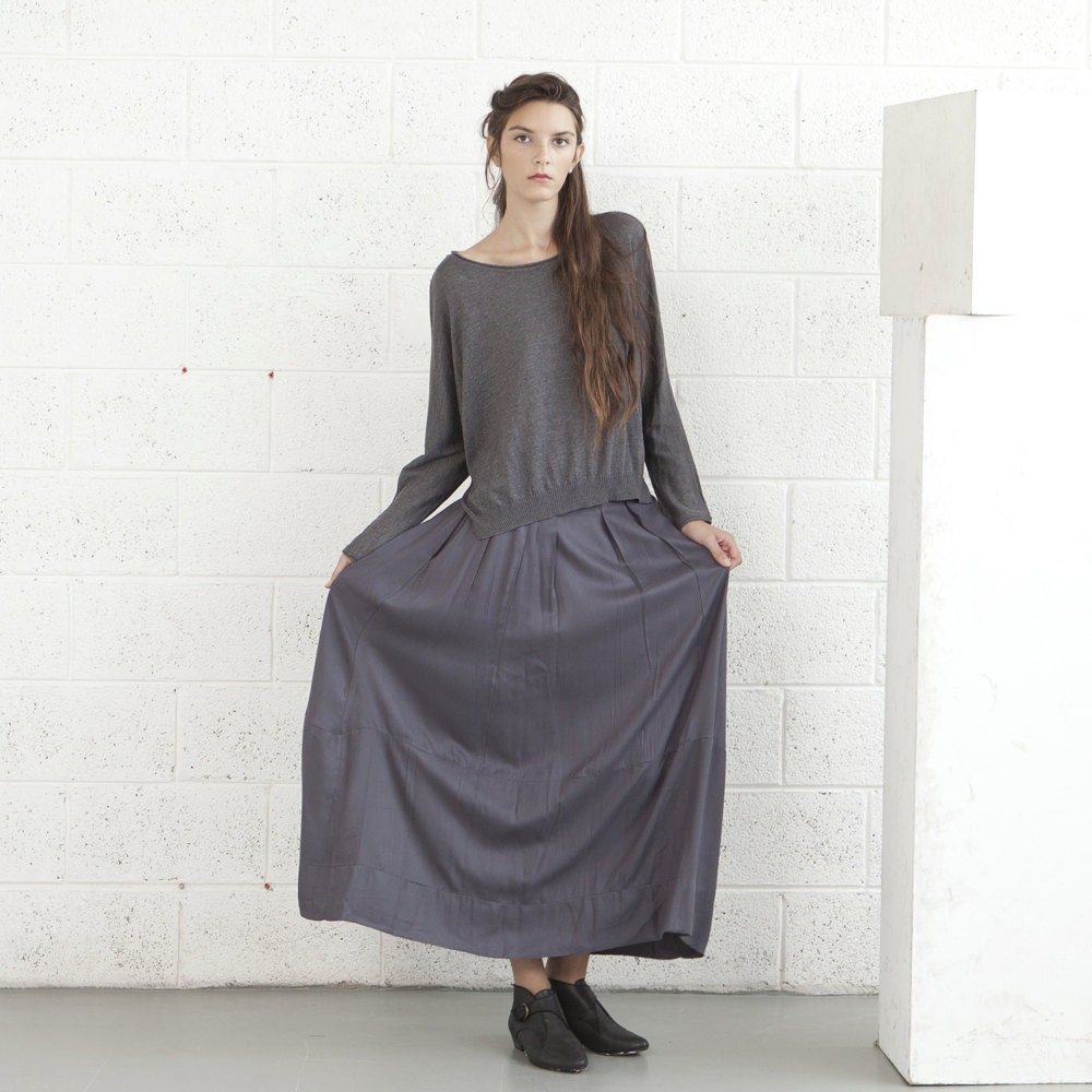Autumn Fashion, Grey maxi skirt, Naftul