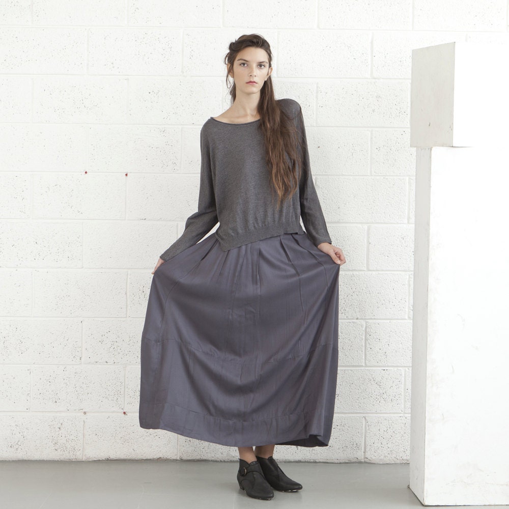 NOW ON SALE, Grey maxi skirt, Naftul