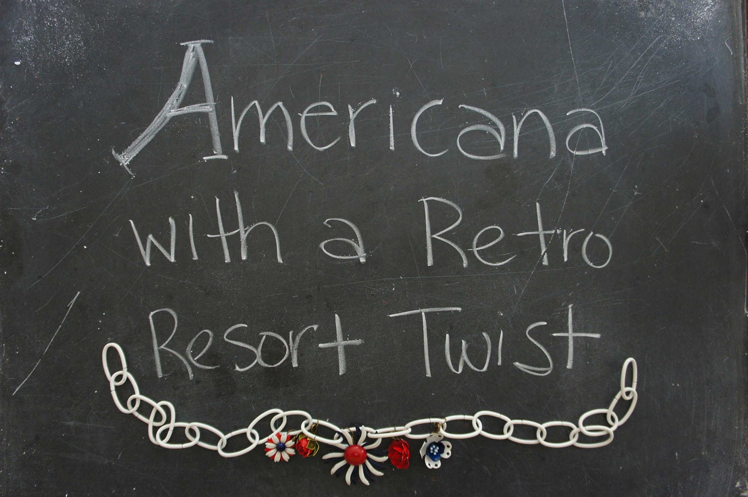 White Curtain Tie Back Red White Blue Retro Mod Mid Century Decor Funky Beach House Resort