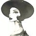 Women with Black Hat - Original Watercolor - Black and white Fashion illustration - Portrait