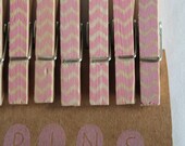 Mini Chevron Clothespins "Pink Lemonade" - Set of 10 Handstamped Clothes Pins