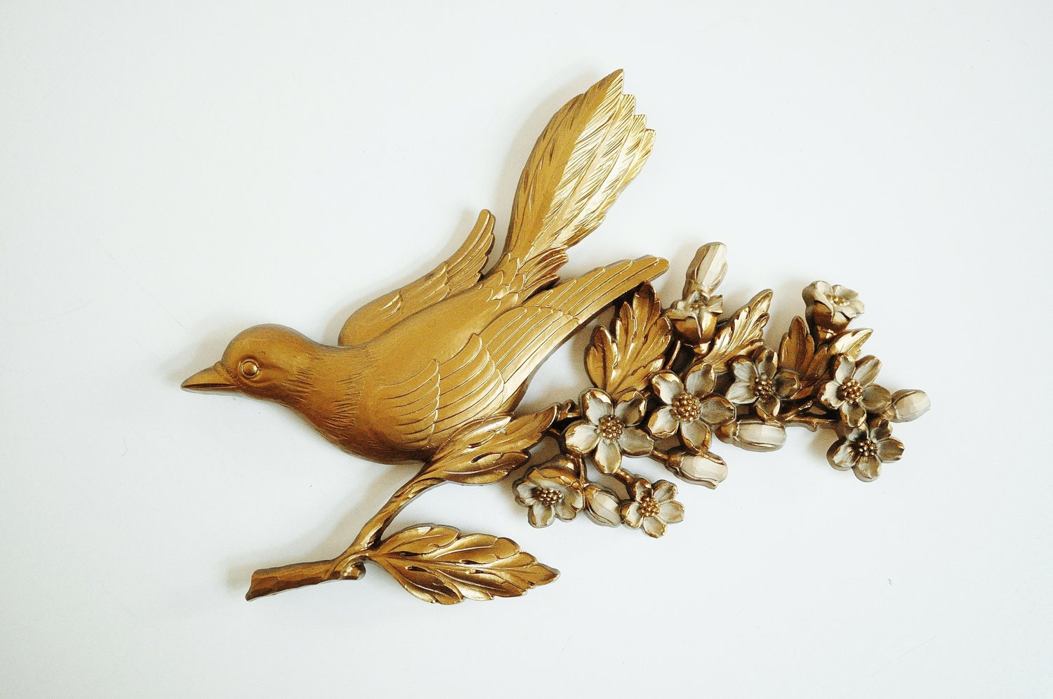 Mid-Century Bird on a Branch Wall Plaque - Made by Syroco