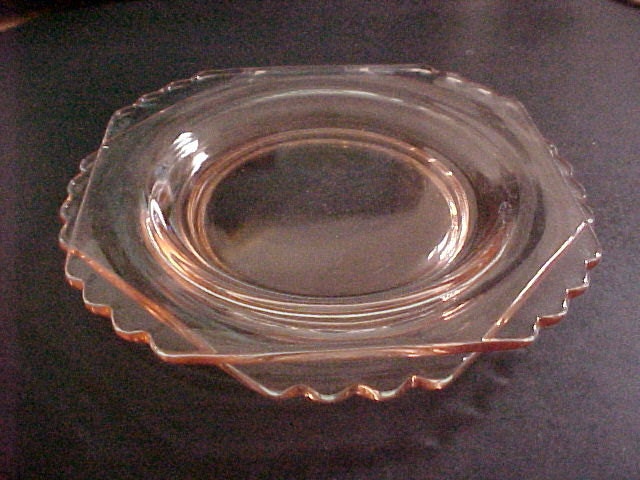 Fostoria Mayfair Pink Bread and Butter Plates Pair Vintage 1930 to 1938 Depression Era