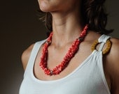 Salmon Peach Beaded Necklace Statement Necklace Summer Jewelry Beach Necklace