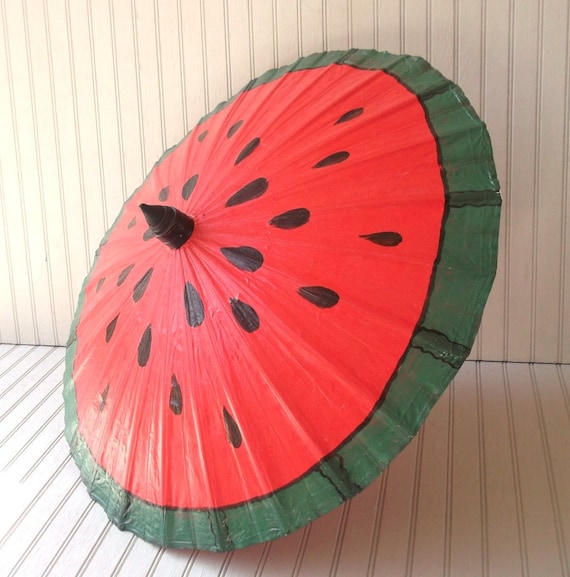 vintage canvas parasol - handmade in thailand - watermelon