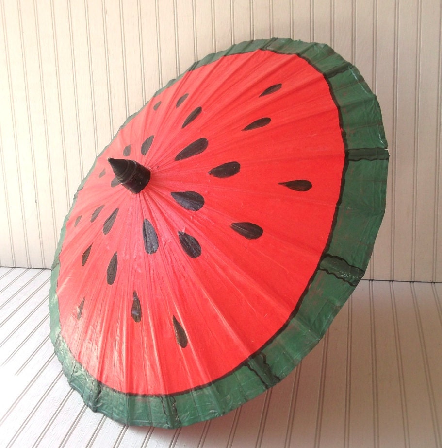 vintage canvas parasol - handmade in thailand - watermelon