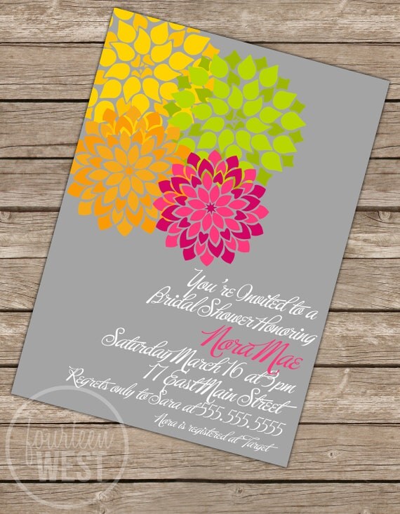 Colorful Whimsical Bridal Shower Invitation (Printable Digital File) Il_570xn