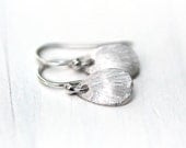 Tiny Silver Teardrop Earrings /  Small Brushed Droplet Sterling Silver Earrings / Modern Simple Tear Drop Earrings
