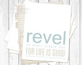 Digital Art Print Revel Every Day Cream Beige Blue Typography Poster