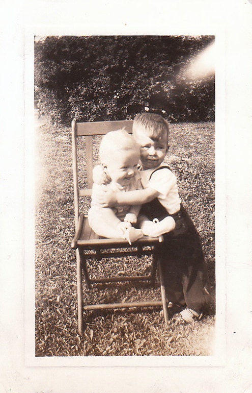Great Vintage Photograph of children hugging