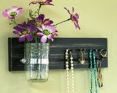 Earring Jewelry Organizer Key Holder Wall Hanging Vintage Black Jewelry Holder Rack Organizer Wall Vase Jar Earrings Necklace Key Rack