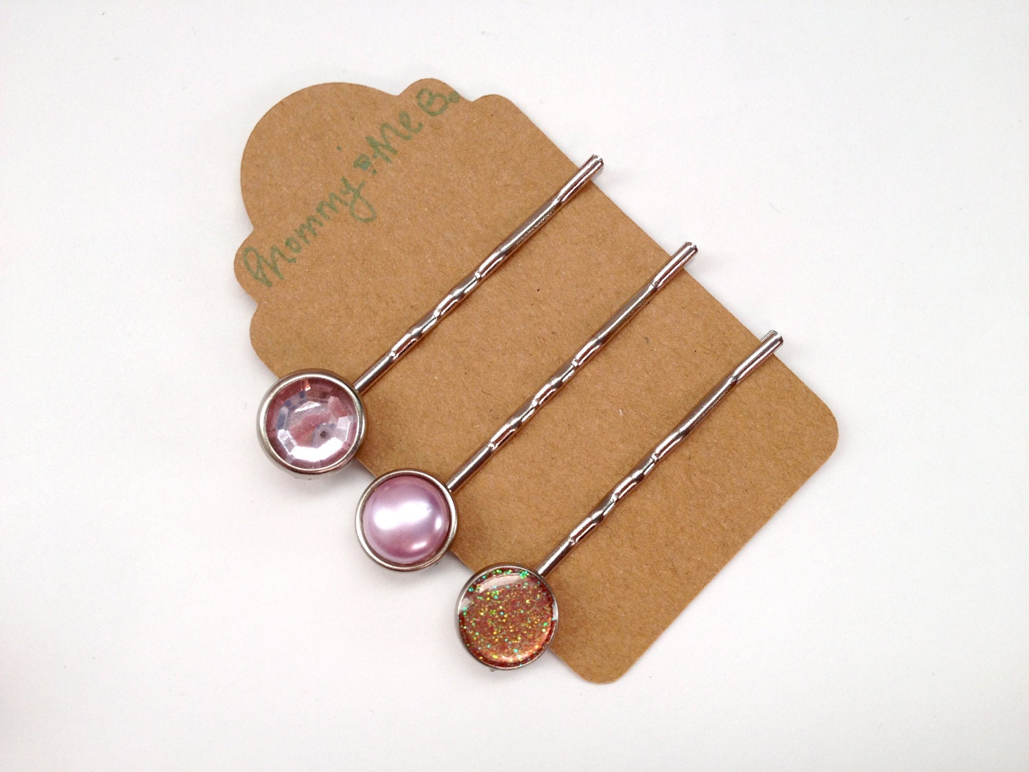 Sparkles & Pearls Bobby Pin Set in Carnation Pink