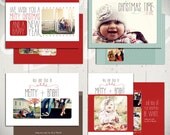 Christmas Card Templates: White Christmas - Set of Four 5x7 Holiday Card Templates for Photographers