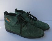 90s vintage green suede booties high top ankle boots size 7