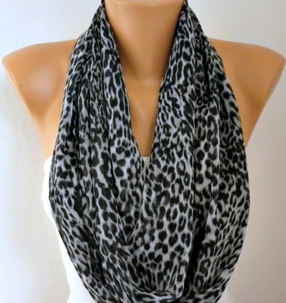 Leopard - Infinity Scarf Shawl Circle Scarf Loop Scarf  Gift -fatwoman