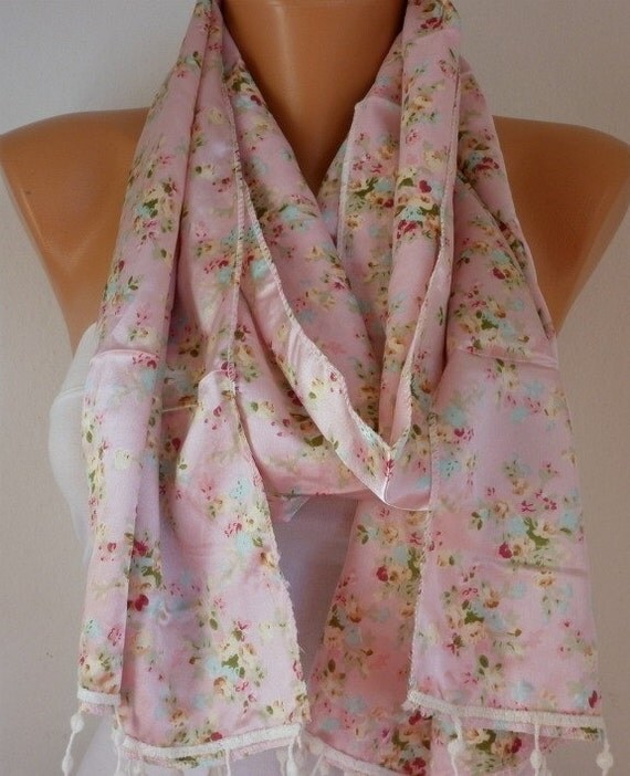 Women Shawl Scarf - Cowl with Lace -
