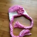 Baby Girls Beautiful Pink and White Braided Floral Beanie Hat 0 to 6 months 12" to 14"