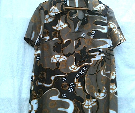 retro op art black brown gold swirly cool madmen design graphics handmade tunic leggings dress