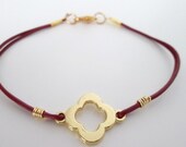 Red Leather and Gold Lucky Friendship Bracelet