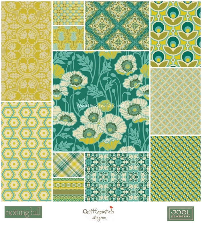 Notting Hill by Joel Dewberry for Free Spirit Fabrics - 12 Fat Quarter Bundle of Aquamarine Palette