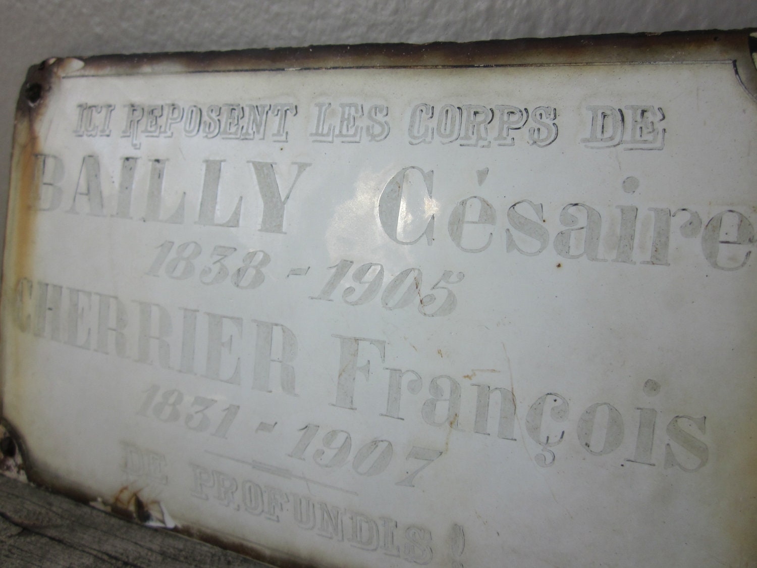 Antique French Memorial Plaque