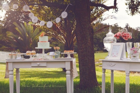 Bridal Wedding Shower Peony Mint Damask Party Package as seen on Amy Atlas Il_570xn
