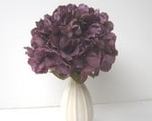 Lavender Hydrangeas In A Cream Color Teardrop Vase