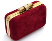 The Charlotte Minaudiere in Burgundy Suede