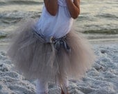 Grey Flower Girl Tutu - Satin Wrapped Waist  - NB-5T