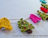 Instant Download - PDF Crochet Pattern - Colorful Christmas Garland - Text instructions and SYMBOL CHART instructions